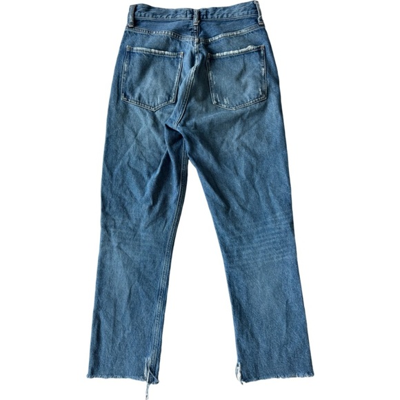 Agolde Women blue distressed Feel Good high waist buttoned jeans size 24 - Picture 2 of 10